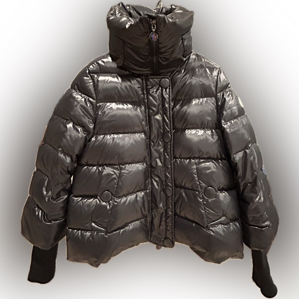 Moncler Tulsa Black Down Puffer Jacket-Stand Collar, Rib-Knit Cuffs -Size 1 XS/S